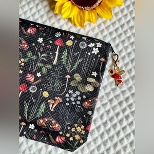 New Mushroom Core Flowers Snail Dandelion Botanical Makeup Tech Pencil Bag - 9”